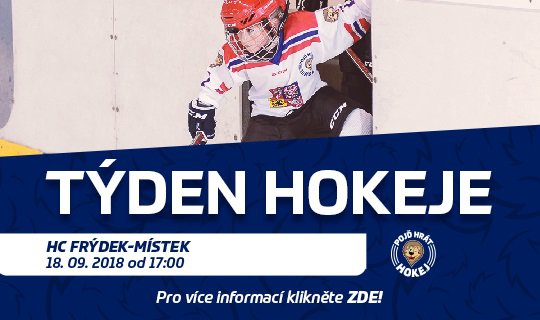 TÝDEN HOKEJE se uskuteční v úterý 18.9.