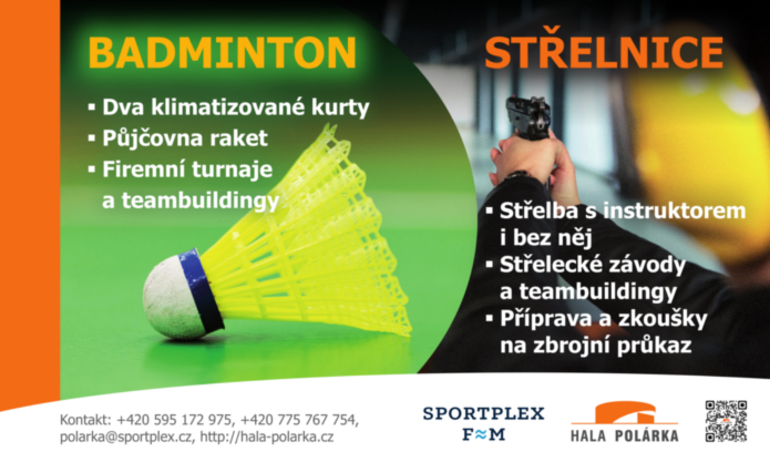 Badminton a střelnice v hale Polárka